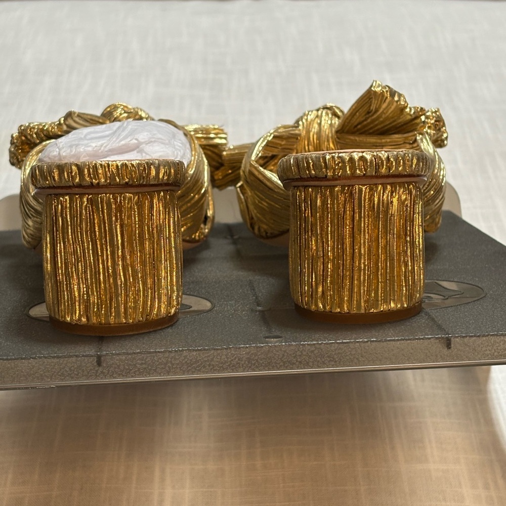 Loeffler Randall Gold Metallic Bow Mules - Picture 9 of 10
